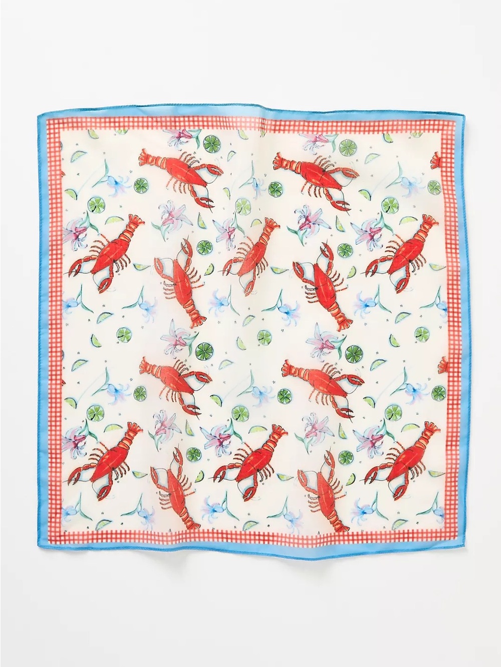 Anthropologie Lobster Lime Floral Print Sheer Scarf Coastal Cottage